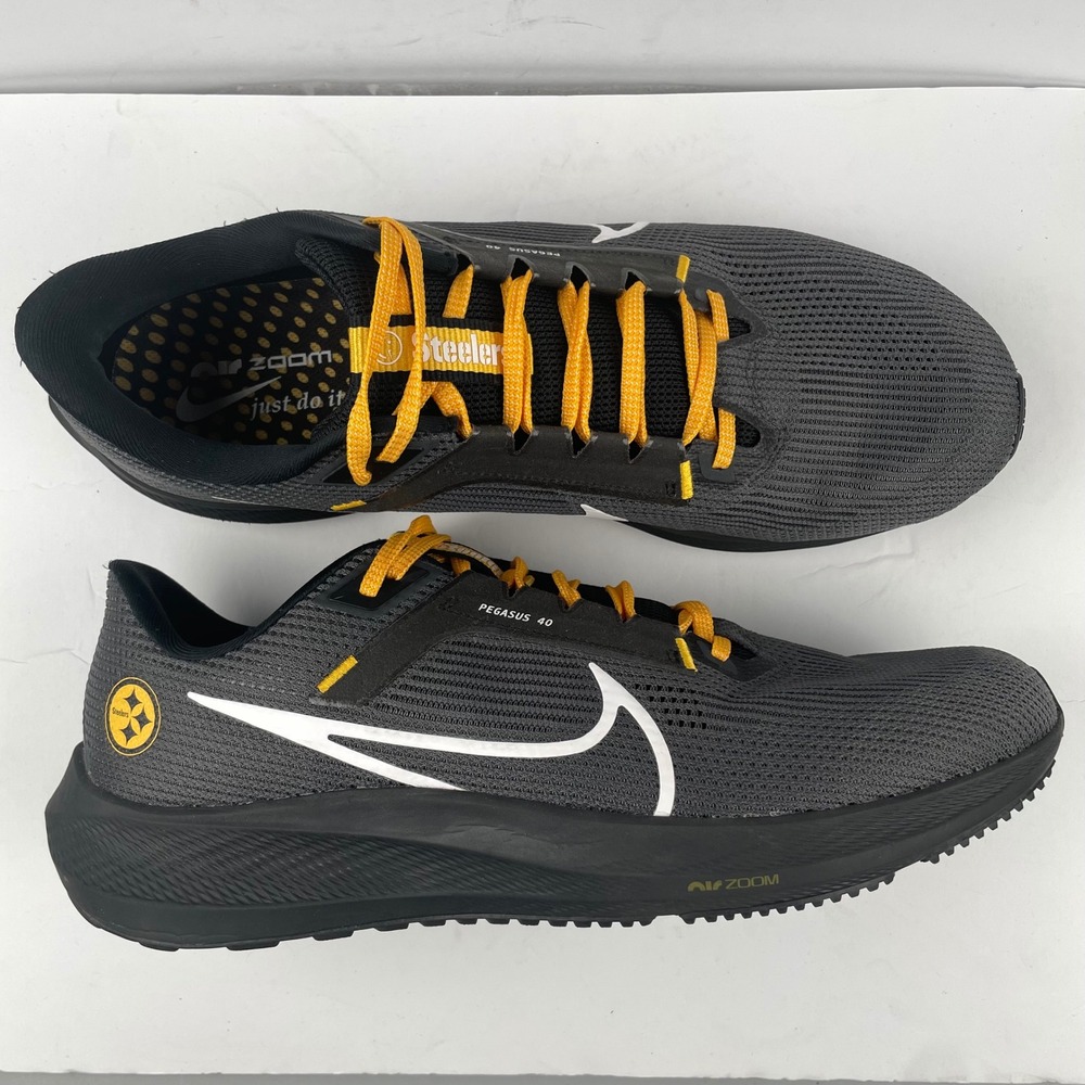 Nike Air Zoom Pegasus 40 Shoes Pittsburgh Steelers Gray Gold Black - Men Size 13